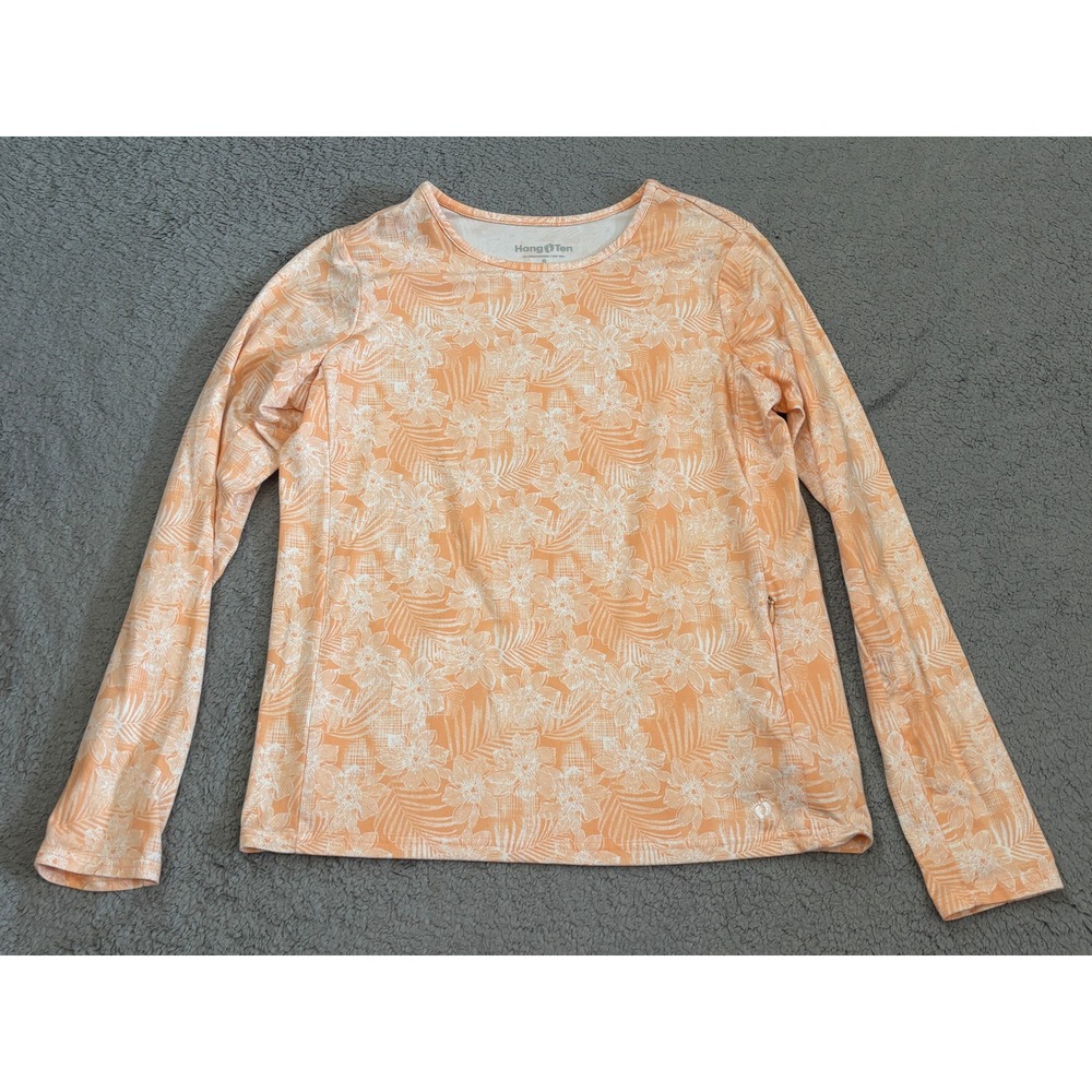 Hang Ten Womens UPF 50+ Sun Shirt Orange Floral Long Sleeve Small A0046745PS